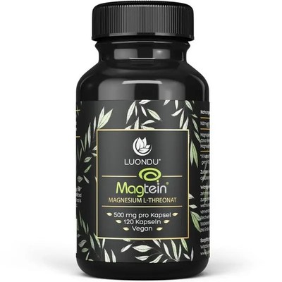 Magtein  Hochdosiert - 120 Kapseln - 2000mg Magnesium L-Threonat - Vegan