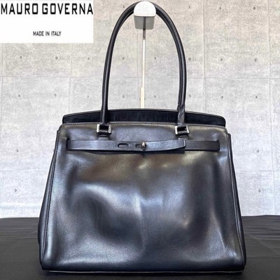 Mauro Governa. Italy . カーフスキンバッグ Mauro Governa Calf Leather Black Silver Tote Bag Italian Designer