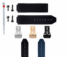 24MM RUBBER WATCH BAND STRAP FOR HUBLOT H BIG BANG BUCKLE 4 BK SCREW SCREWDRIVER