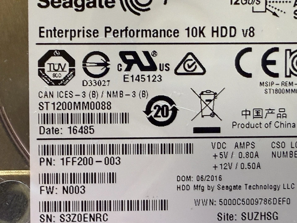 SEAGATE 1FF200-003 Enterprise Performance 1.2TB 10000RPM SAS 10k V8 HDD - Image 4 of 4