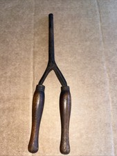 Vintage 1920s Stove Top Steel Wooden Handled Hair Curling Iron Crimper