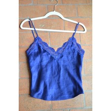 Vintage Victoria's Secret Gold Label 80's/90's Silky Cami Navy Blue- XS/S