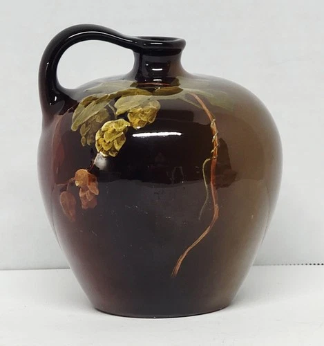 Antique WELLER LOUWELSA ~ Hand Painted 5.75" Pottery Jug / Vase ~ Artist Signed