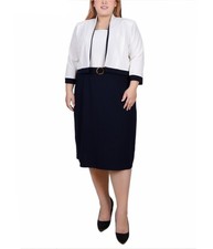 NY Collection Womens 2 Piece Set Shift Dress, Plus Size, 14W