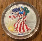 2000 HAND PAINTED -1 Ounce American Silver Eagle-Uncirculated  .999 Pure Silver