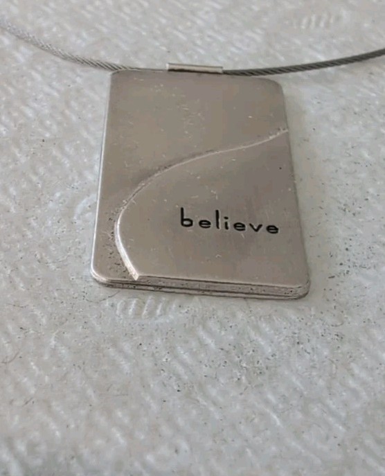 STERLING SILVER 925 RECTANGULAR BELIEVE PENDANT C… - image 3