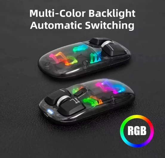 Transparent Wireless Bluetooth Mouse USB-C Rechargable Gaming For PC Laptop UK - Image 3 of 4