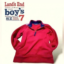 Land  s End boy  s sz 7 red plaid 1/4-zip LS formal sweatshirt. 15 dsct w bndle