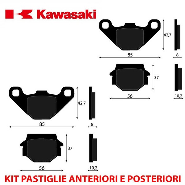 Satz BremsbelÄGe Vorne UND Hinten Kawasaki KX 125 1986-image