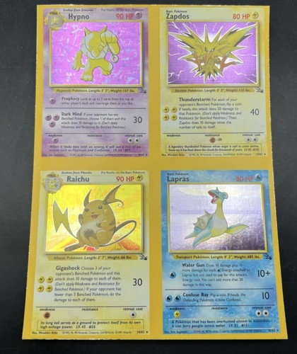 1999 Pokemon Fossil Holo Raichu Zapdos Hypno Lapras Partial Uncut Sheet