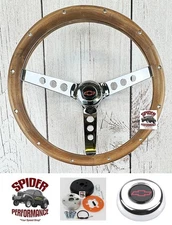 1969-1989 Chevrolet wood steering wheel RED BOWTIE 13 1/2" CLASSIC WALNUT