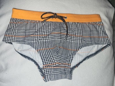 Bruno Banani Retro Jump Swimwear Short - Size Medium - Orange & Black - NWT