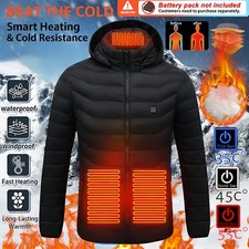9 Areas Men Winter Outdoor Heated Jacket USB Electric Heating Vest Warm Coat US