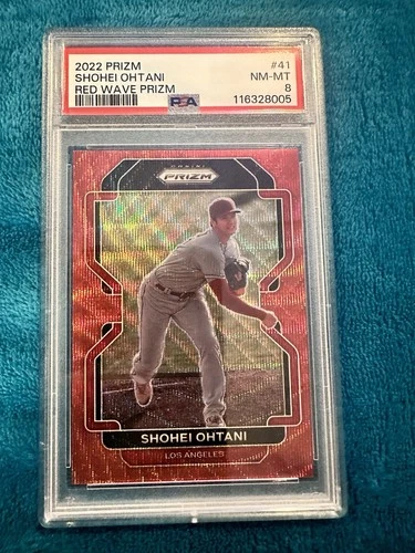 2022 Panini Prizm Shohei Ohtani #41 Red Wave Prizm /99 PSA 8