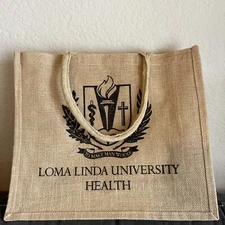 Loma Linda University Health Natural Jute Burlap Tote Shopping Bag FREESHIP