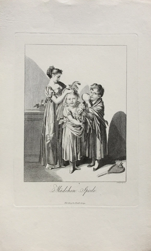 Johann Nepomuck Nussbiegel (1750-1829), Kupferstich "Mädchen Spiele", nach 1805 - Bild 3 von 4