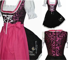 M 12 Black German Women Waitress Dirndl Dress Oktoberfest Bavarian Holiday
