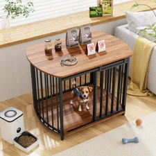 31.5" Furniture Style Dog Crate -Wooden Kennel End Table w for Small/Medium Dogs