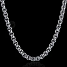 4MM Silver Stainless Steel Round Box Link Necklace Women Men Chain 18/20/22/24"