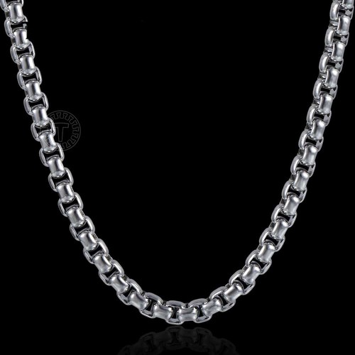 Round Box Link Necklace Women Men Chain 