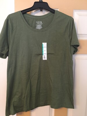 Time And Tru Crew Neck T Relaxed Fit Xl Green Short Sleeve