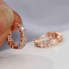 2 Ct Round Cut Lab Created Diamond Huggie Hoop Earrings In 14k Rose Gold Plated
