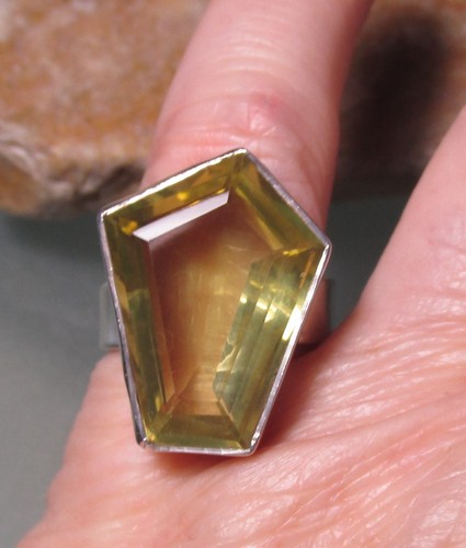 925 sterling silver cut lemon quartz cocktail ring UK N/US 6.75. Gift bag. - Picture 9 of 9