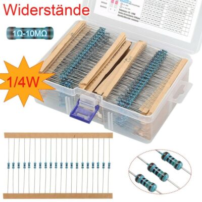 2600pcs Widerstände Resistor Metallfilm 1/4W Widerstand 1Ω-10MΩ Sortiment Set
