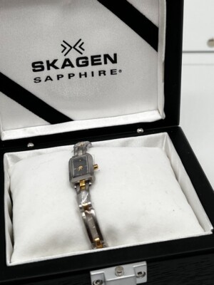 Skagen Ladies Watch Bracelet Sapphire Rectangle SS SP13SGXB NIB