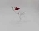Vintage 2" Hand Blown Murano Glass Fawn handpainted with Red Highlights