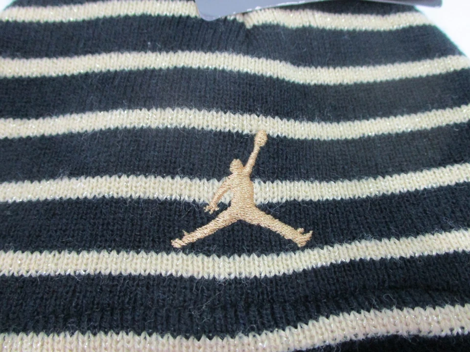 Jordan Beanie шляпа перчатки комплект мальчиков младенца черный желтый в полоску акриловый новый - Изображение 4 из 4