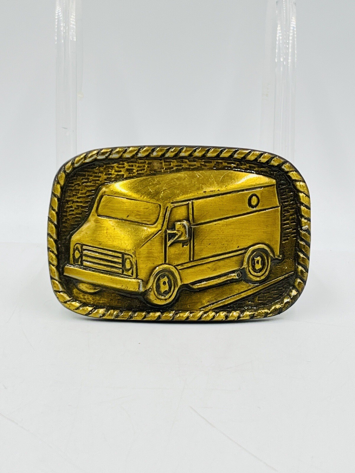 Vintage Brass Van Belt Buckle Gem
