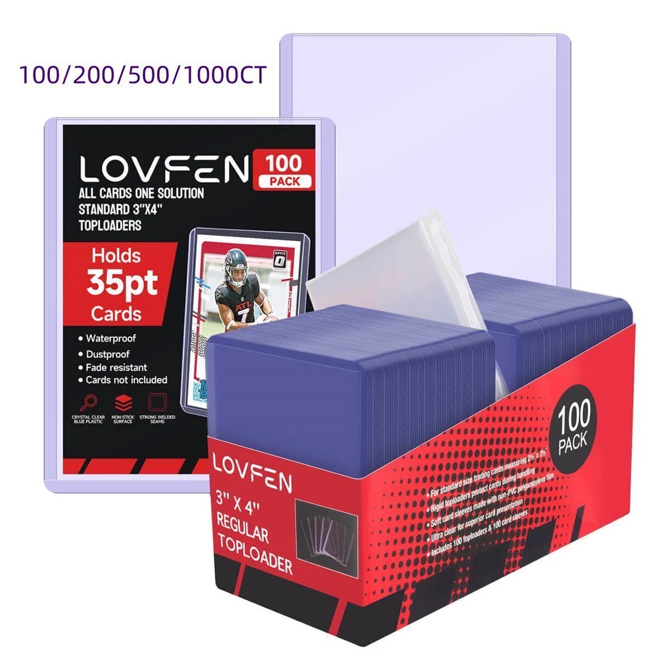 LOVFEN 100/200/500/1000CT 3x4 Toploaders & Free Sleeves For Standard 35pt Trading Cards