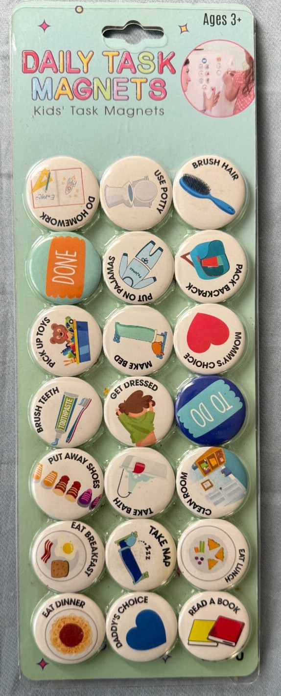 Evriholder Daily Task Magnets for Kids 21 Pack Ages 3+ NEW