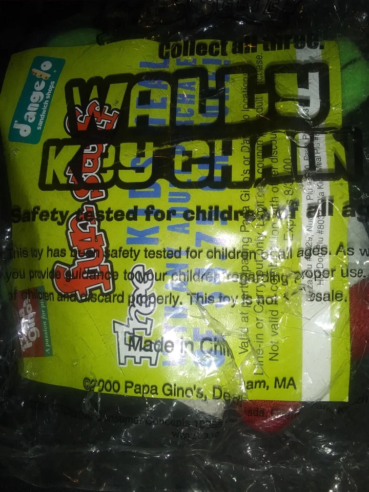 Vintage Boston Red Sox Plush Keychain. 2000 Papa Ginos Wally the Green Monster - Image 2 of 4