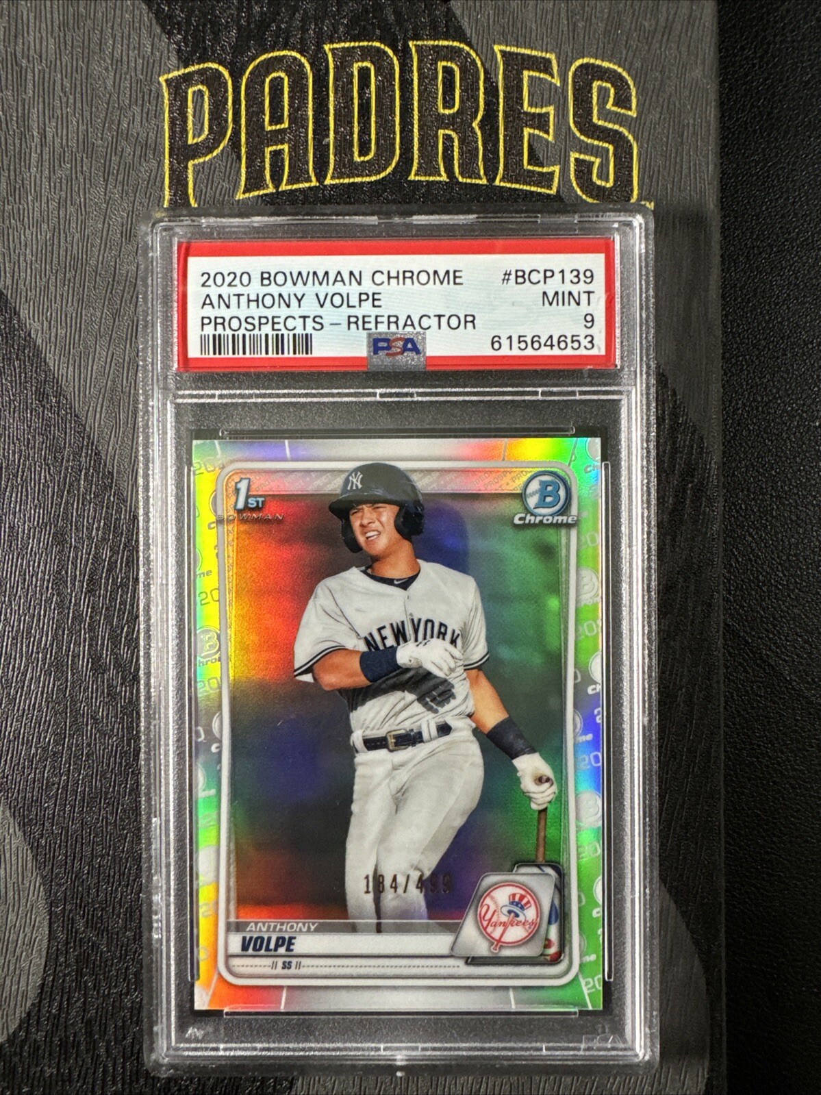 2020 Bowman Chrome Anthony Volpe 1st Refractor /499 #BCP-139 Yankees PSA 9