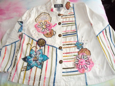 New, Indigo Moon Jacket, Sz 1xl (20/22), Cream Cotton + Embroidery/sequins Etc