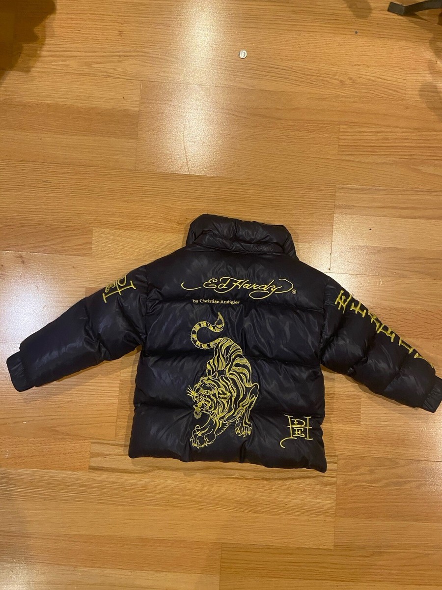 Boys Ed Hardy down puffer Jacket black eagles sz. 4-5 | eBay