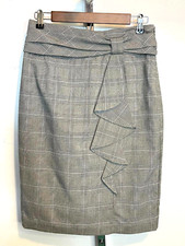 Worthington Womens Straight Pencil Skirt Size 6 Gray Plaid Side Bow Lined 28" W