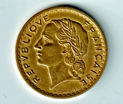 GADOURY 761a - 5 FRANCS 1945 C - Castelsarrasin - TYPE LAVRILLIER - BRONZE ALU -KM 888