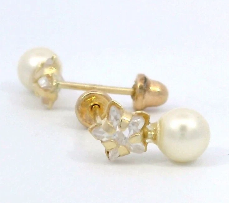 Pendientes Colgantes De Oro Amarillo Con Filigrana De Perlas De Agua Dulce 14k Perforados En Espiral Cónica
