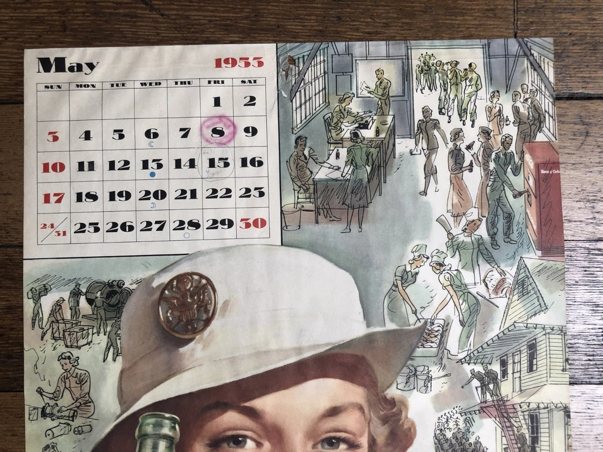May-June 1953 Coca Cola Calendar w/ Military Woman Drinking Coke | eBay may-june-1953-coca-cola-calendar-w-military-woman-drinking-coke-ebay