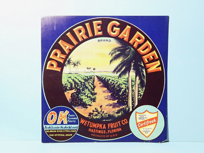 Vintage Bild Prärie Garten Wetumpka Florida Kiste Box Etikett #MnC24