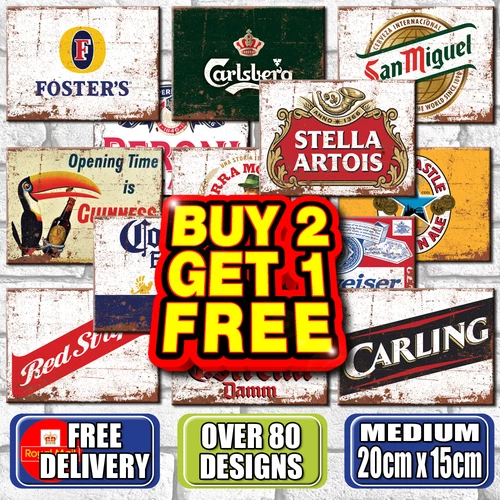 Retro Metal Signs Shed Bar Pub Lager Beer Mancave Garage Vintage Tin Sign (M) UK