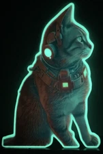 Cyber Cat GLOW IN THE DARK Vinyl Sticker Kitten Sci-Fi Cyberpunk Laptop Futurism