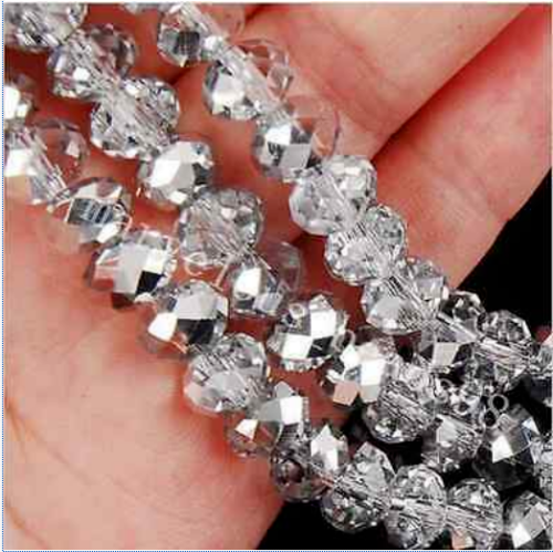 Wholesale Crystal loose charm glass beads jewelry Half Silve AB  6*8mm 65pcs - Picture 1 of 6