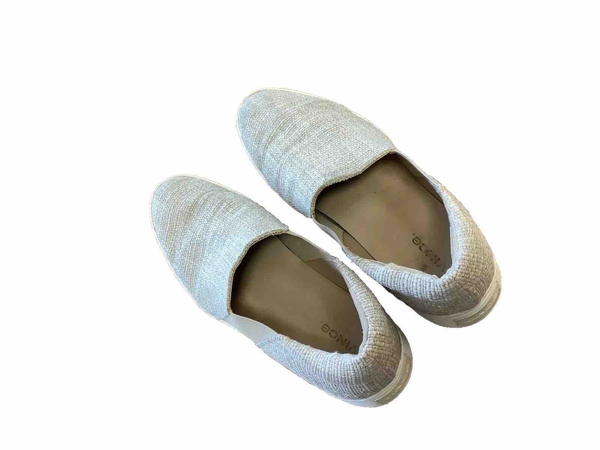 VINCE LINEN Warren Platform Slip-on Sneakers Beige Women's Size 9, 