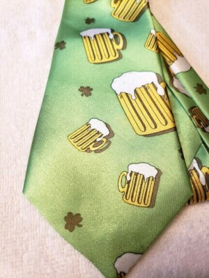 Men's Green Beer Mug Shamrock Neck Tie St Patrick's Day Green 