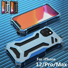 R-JUST For iPhone 16/15/ 14/ 13/12 Pro Max Shockproof Aluminium Metal Cover Case