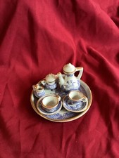  Miniature Ceramic 10 PCs, Blue Willow Tea Set. Made in China